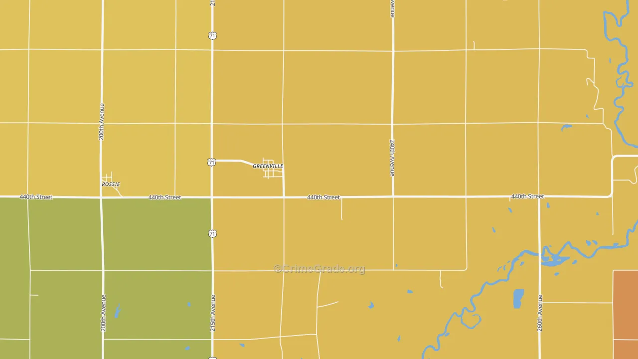 Greenville, IA Map of Theft Rates