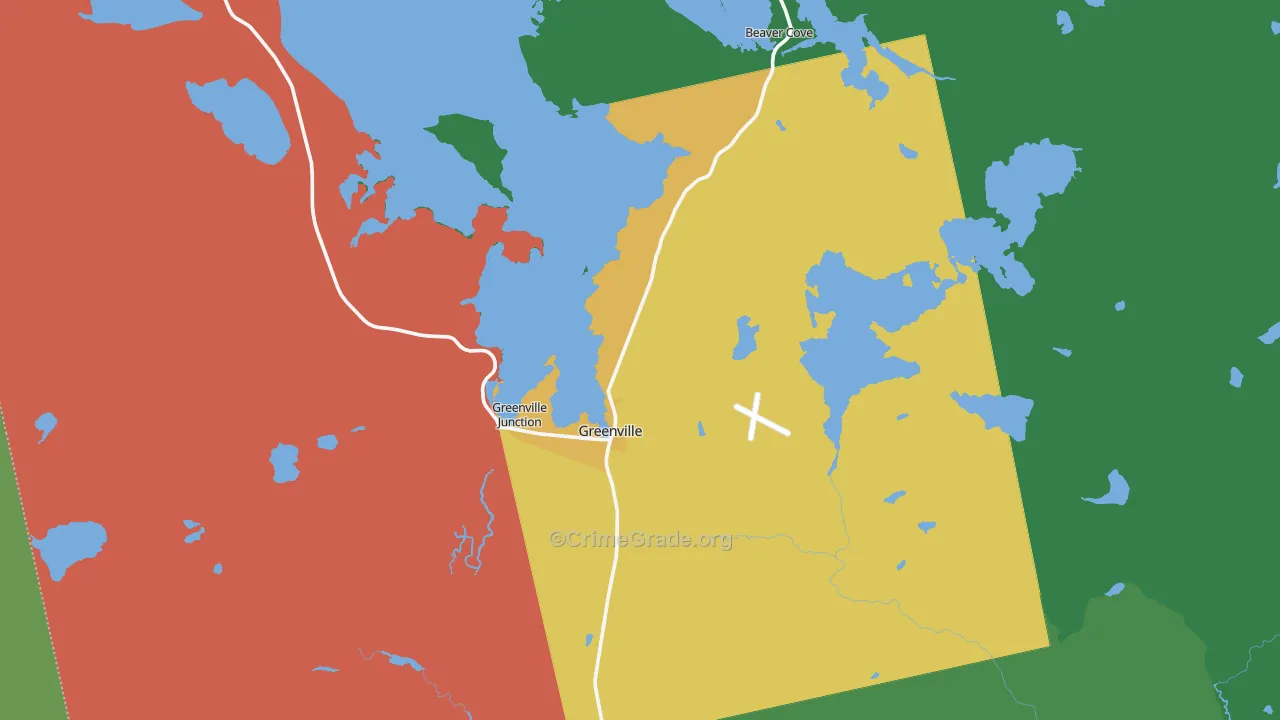 Greenville, ME Map of Theft Rates