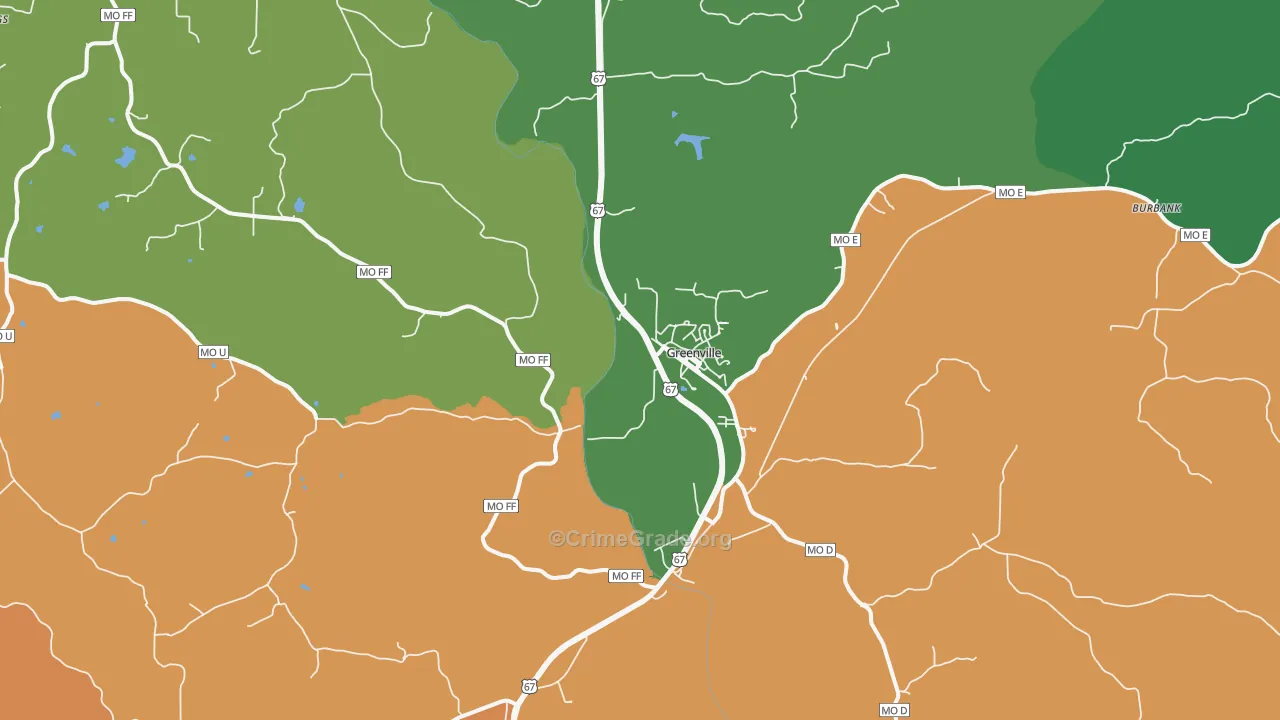 Greenville, MO Map of Theft Rates