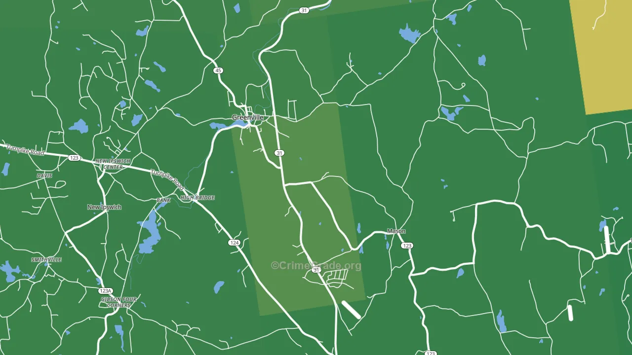 Greenville, NH Map of Theft Rates
