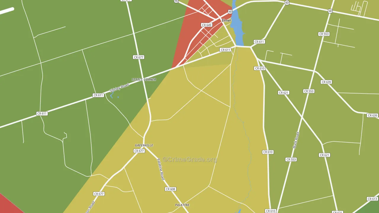 Greenville, NJ Map of Theft Rates