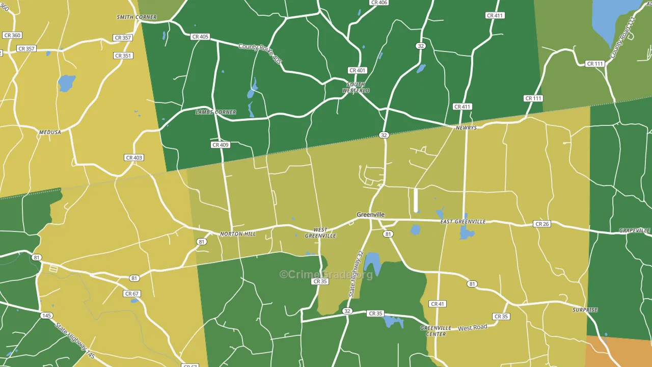 Greenville, NY Map of Theft Rates