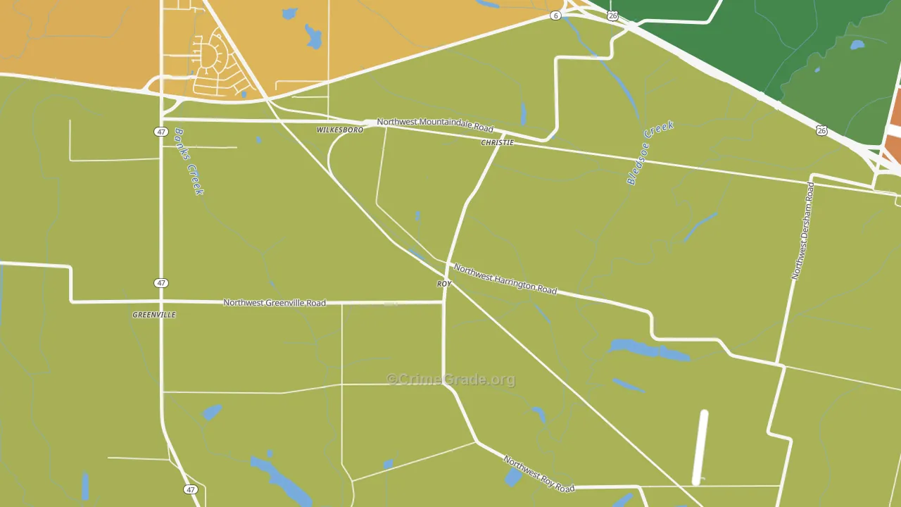 Greenville, OR Map of Theft Rates