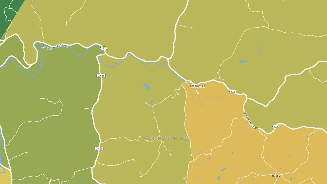 Greenville, WV Map of Theft Rates