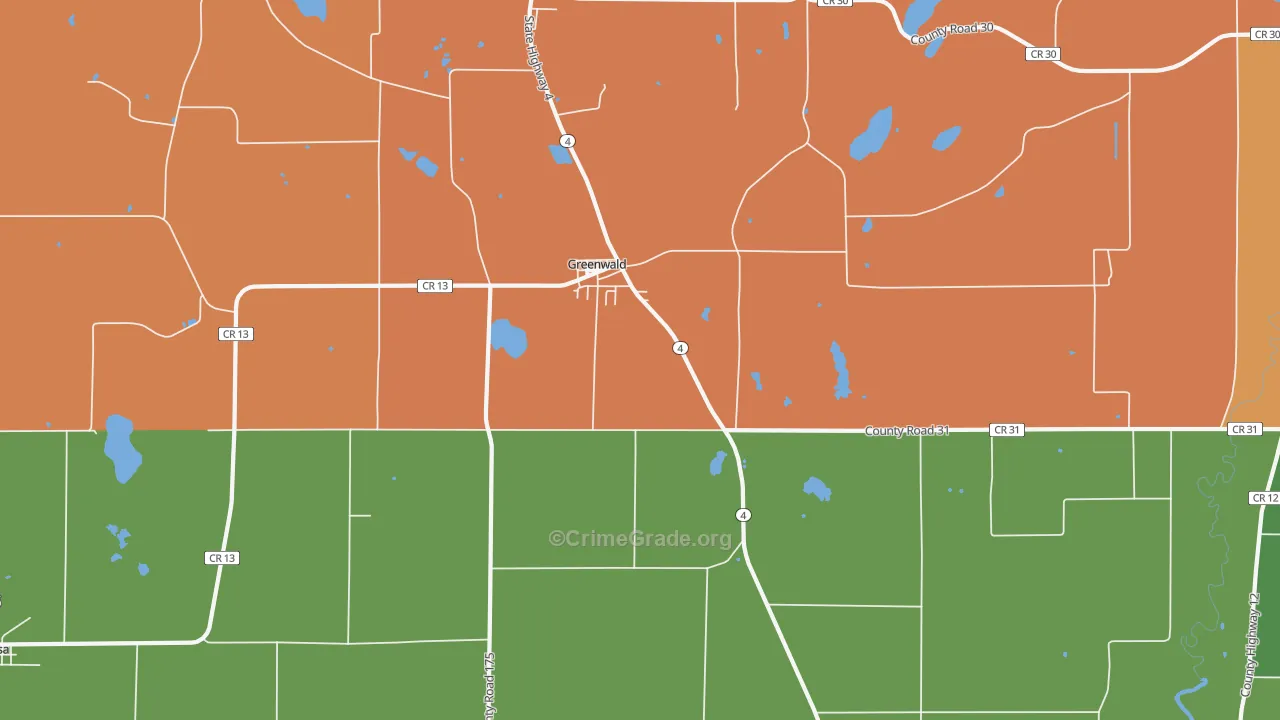 Greenwald, MN Map of Theft Rates