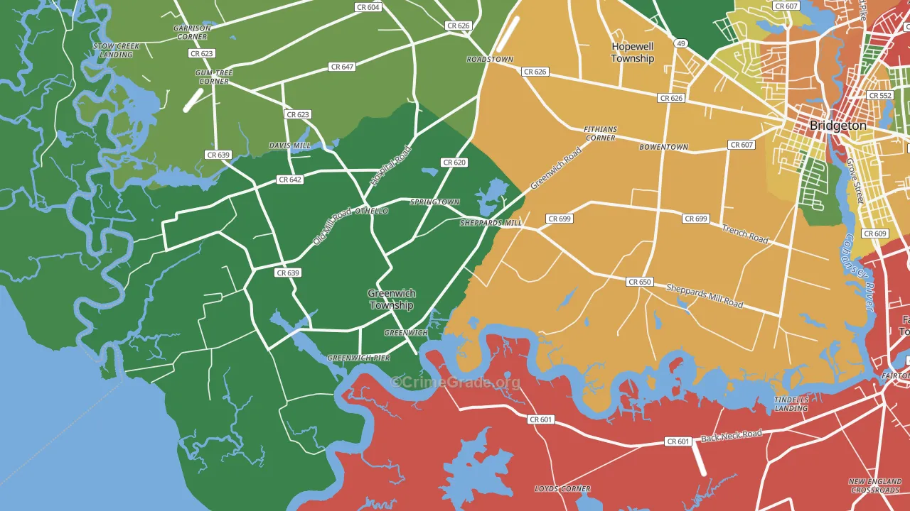 Greenwich, NJ Map of Theft Rates