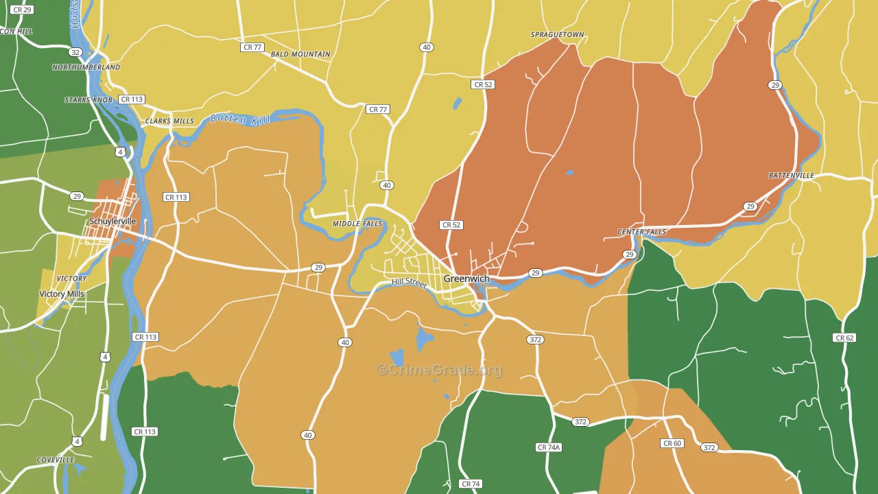 Greenwich, NY Map of Theft Rates