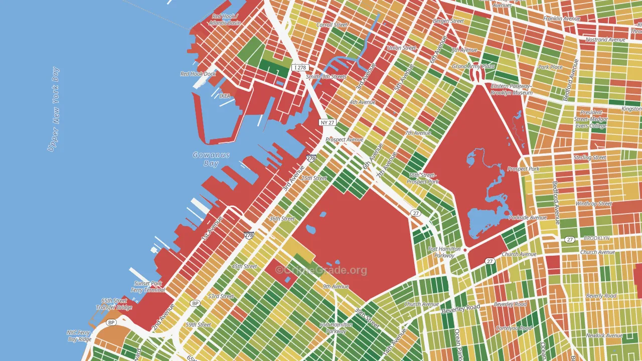Greenwood, Brooklyn, NY Map of Theft Rates