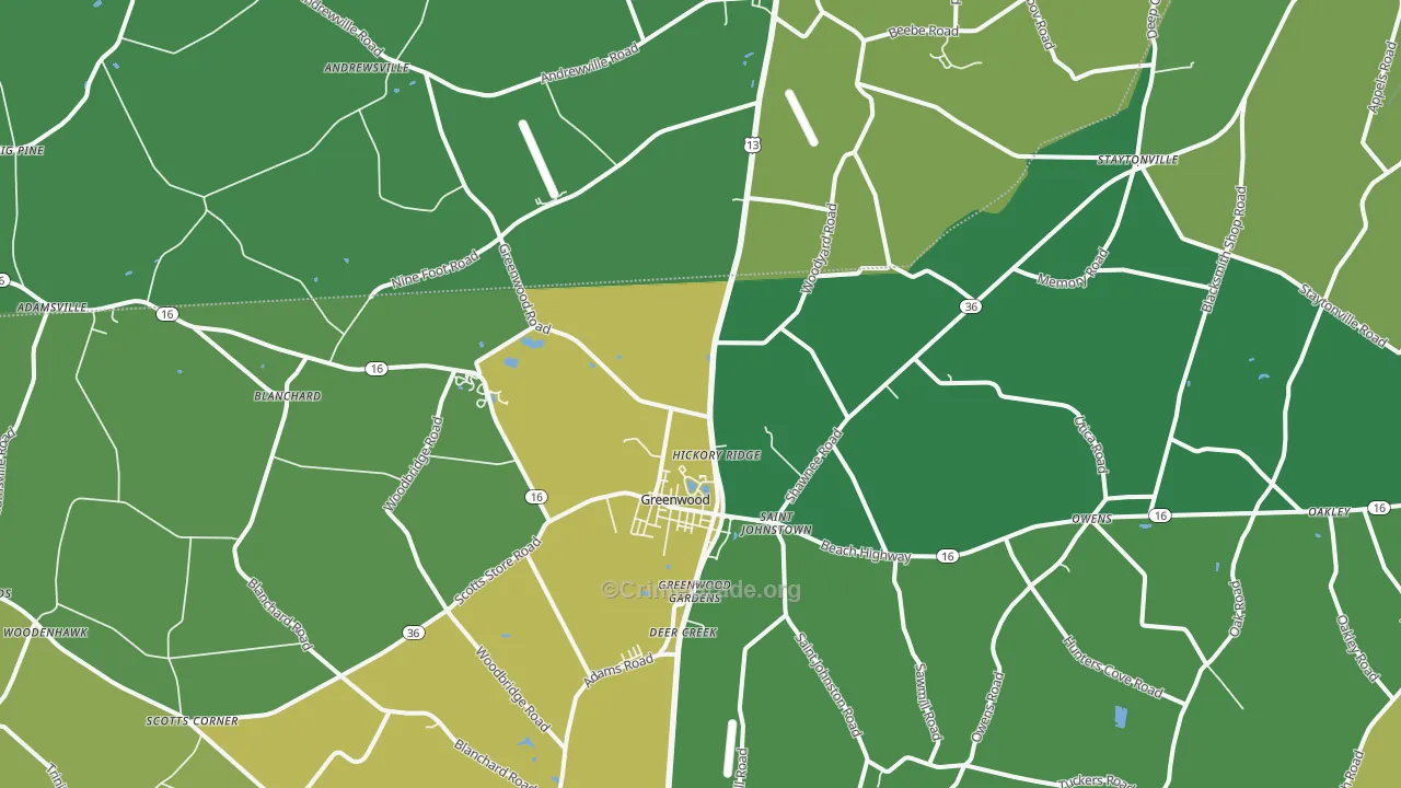 Greenwood, DE Map of Theft Rates