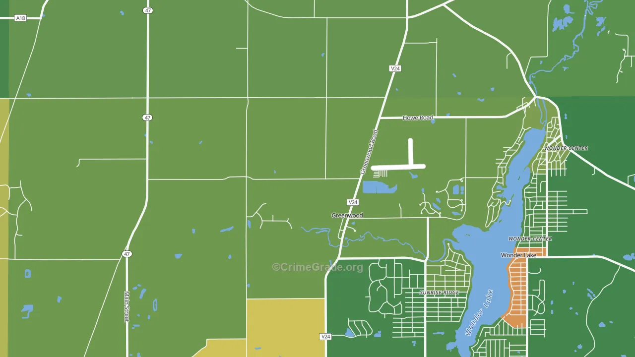 Greenwood, IL Map of Theft Rates