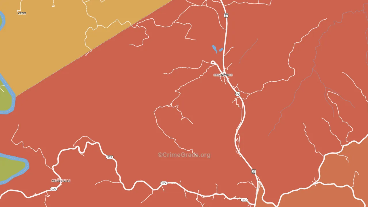 Greenwood, KY Map of Theft Rates