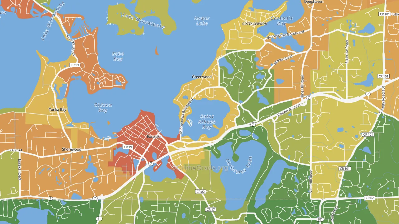 Greenwood, MN Map of Theft Rates