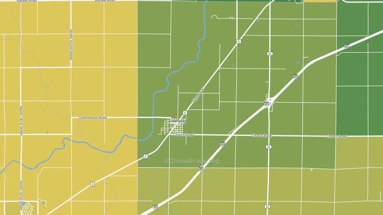 Greenwood, NE Map of Theft Rates