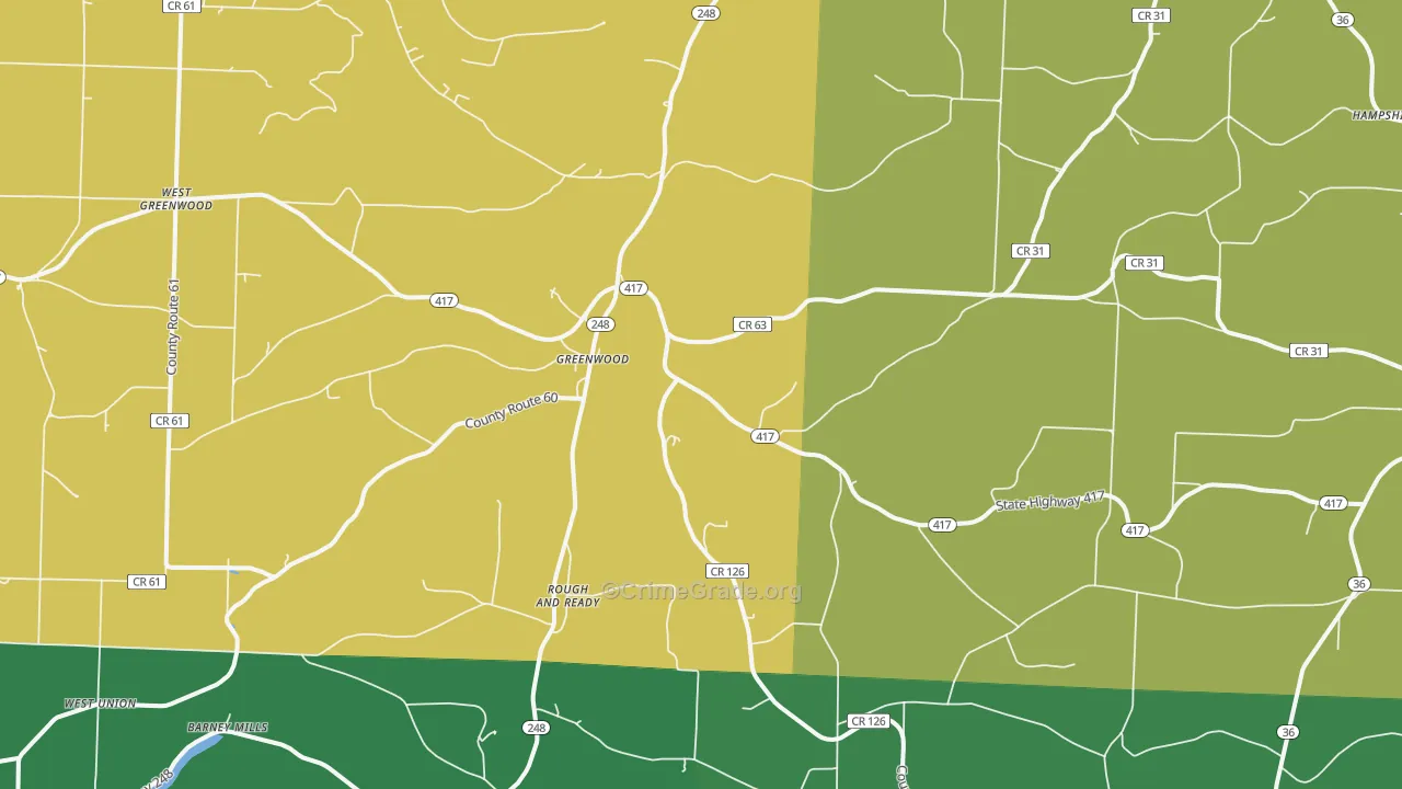 Greenwood, NY Map of Theft Rates