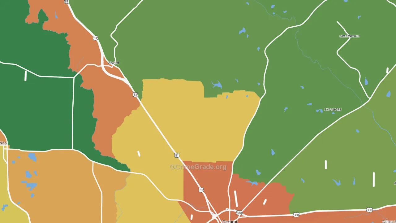 Greenwood, TX Map of Theft Rates