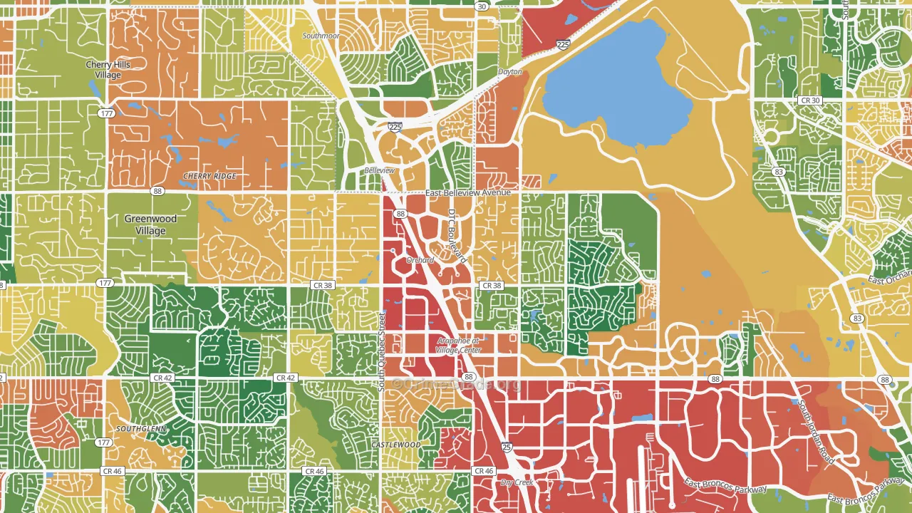 Greenwood Village, CO Map of Theft Rates