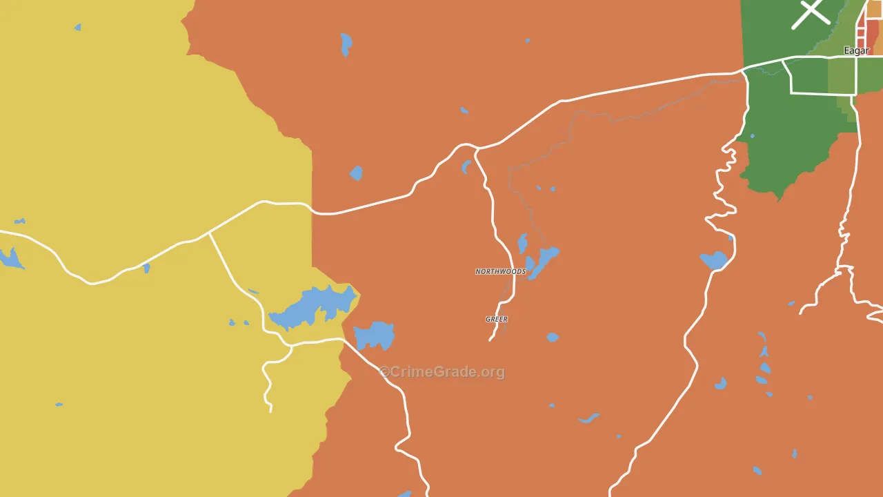 Greer, AZ Map of Theft Rates
