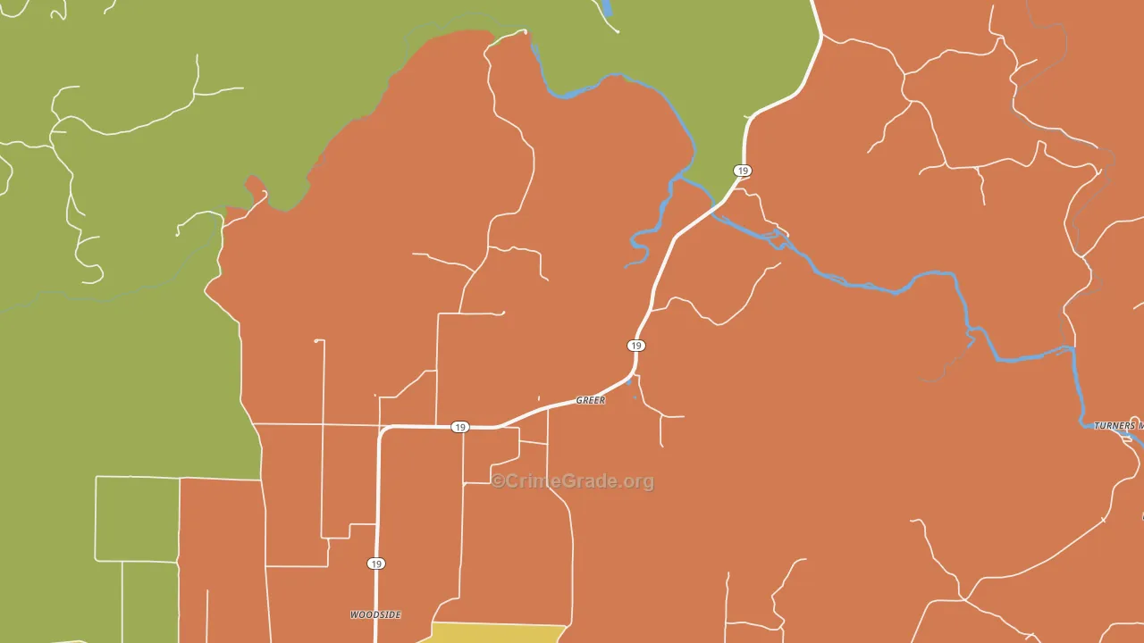 Greer, MO Map of Theft Rates