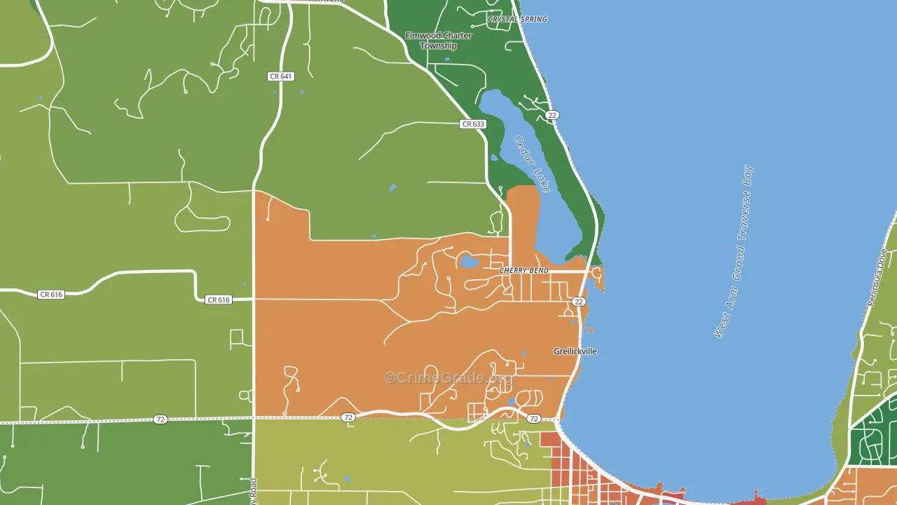 Greilickville, MI Map of Theft Rates