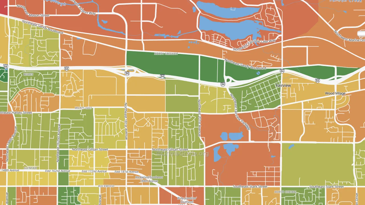 Gresham-North Gresham, Gresham, OR Map of Theft Rates