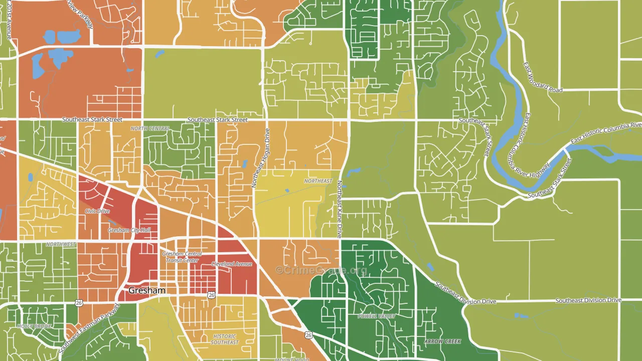 Gresham-Northeast, Gresham, OR Map of Theft Rates