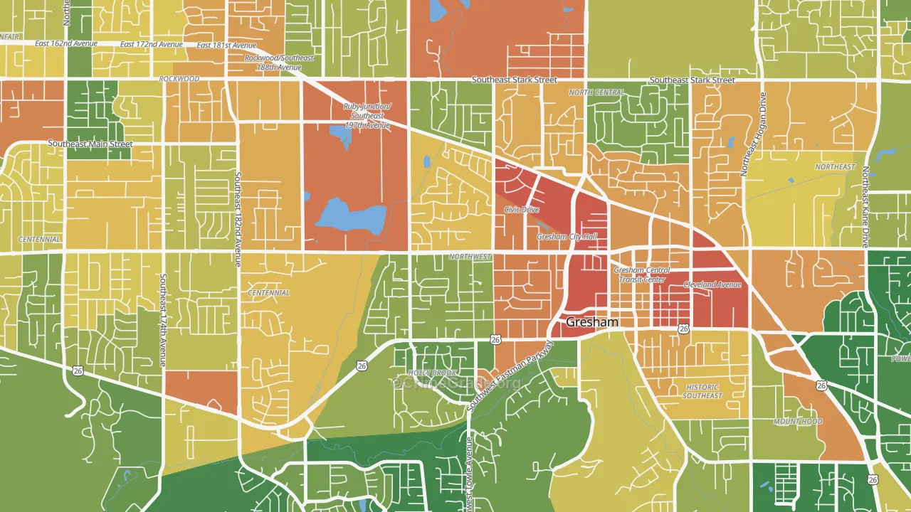 Gresham-Northwest, Gresham, OR Map of Theft Rates