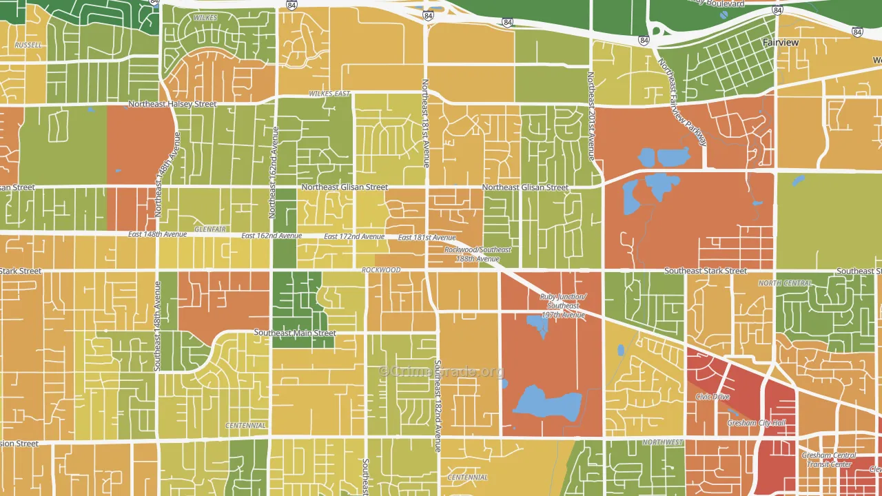Gresham-Rockwood, Gresham, OR Map of Theft Rates