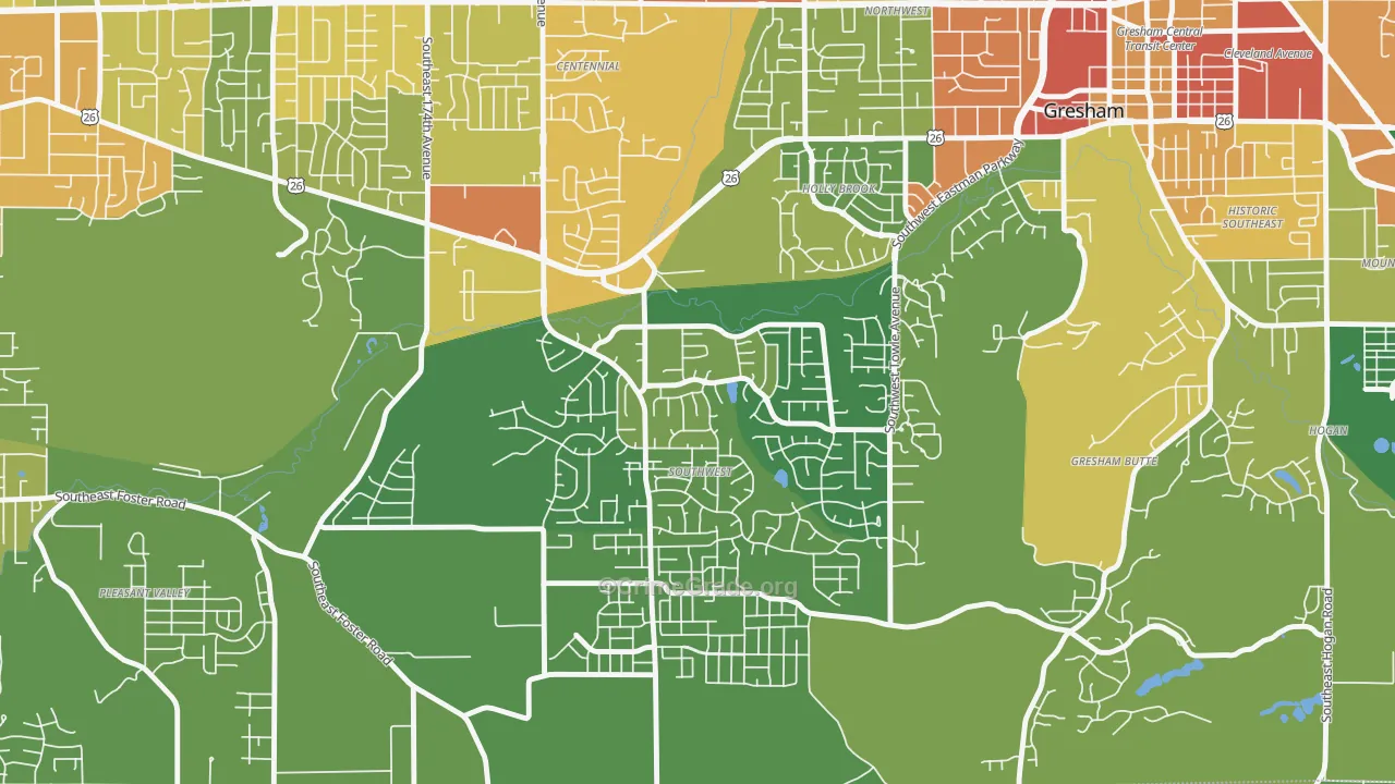 Gresham-Southwest, Gresham, OR Map of Theft Rates