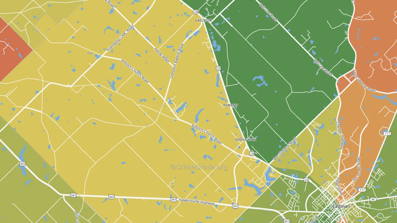 Gresston, GA Map of Theft Rates