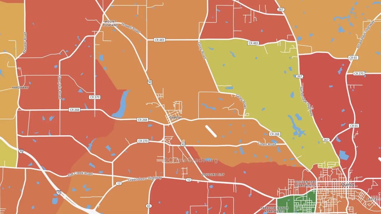 Gretna, FL Map of Theft Rates
