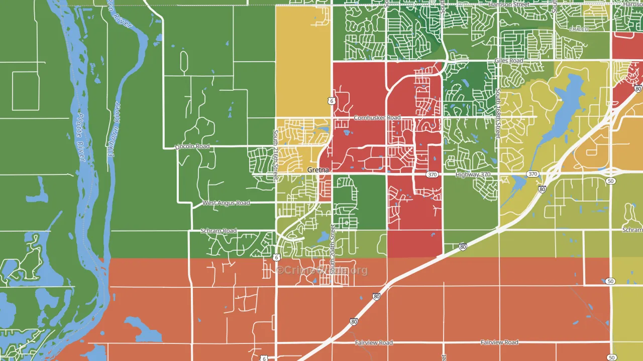 Gretna, NE Map of Theft Rates