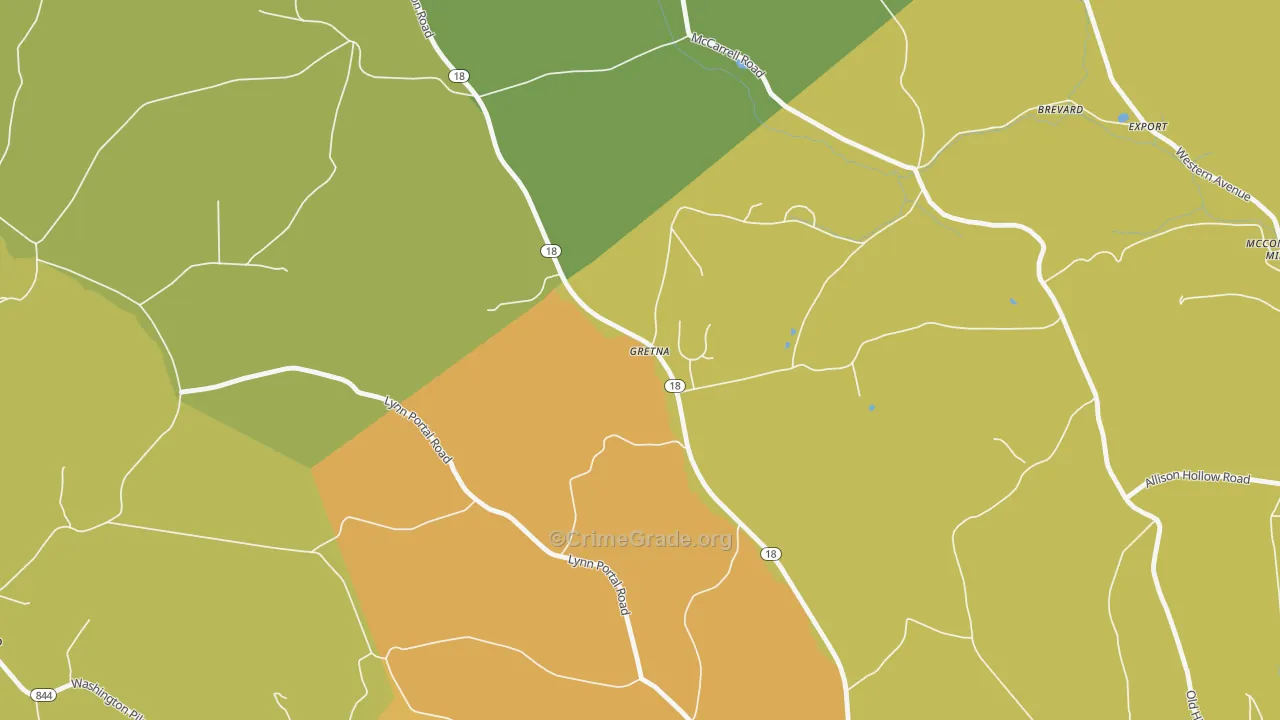 Gretna, PA Map of Theft Rates