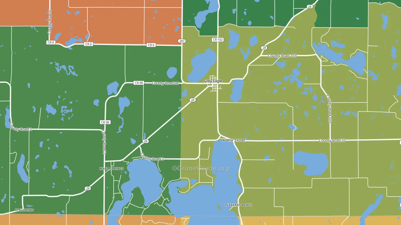 Grey Eagle, MN Map of Theft Rates
