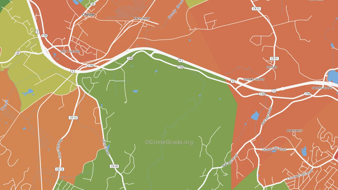 Greycourt, NY Map of Theft Rates