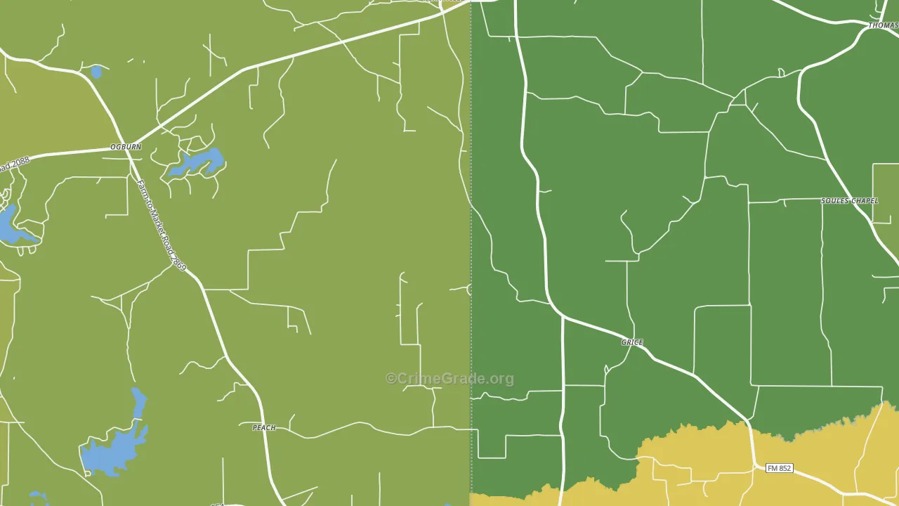 Grice, TX Map of Theft Rates