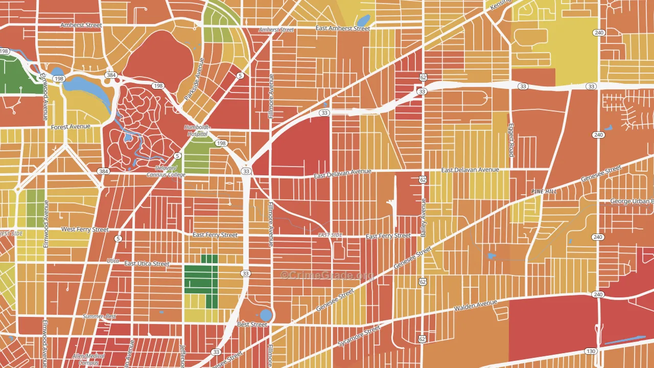 Grider, Buffalo, NY Map of Theft Rates