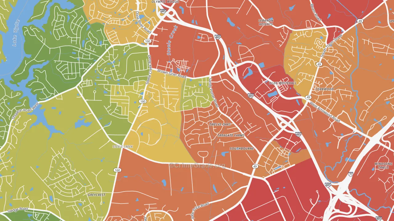 Griers Fork, Charlotte, NC Map of Theft Rates