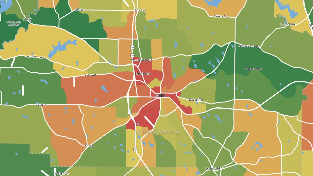 Griffin, GA Map of Theft Rates