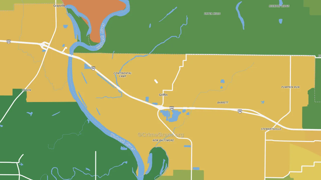 Griffin, IN Map of Theft Rates