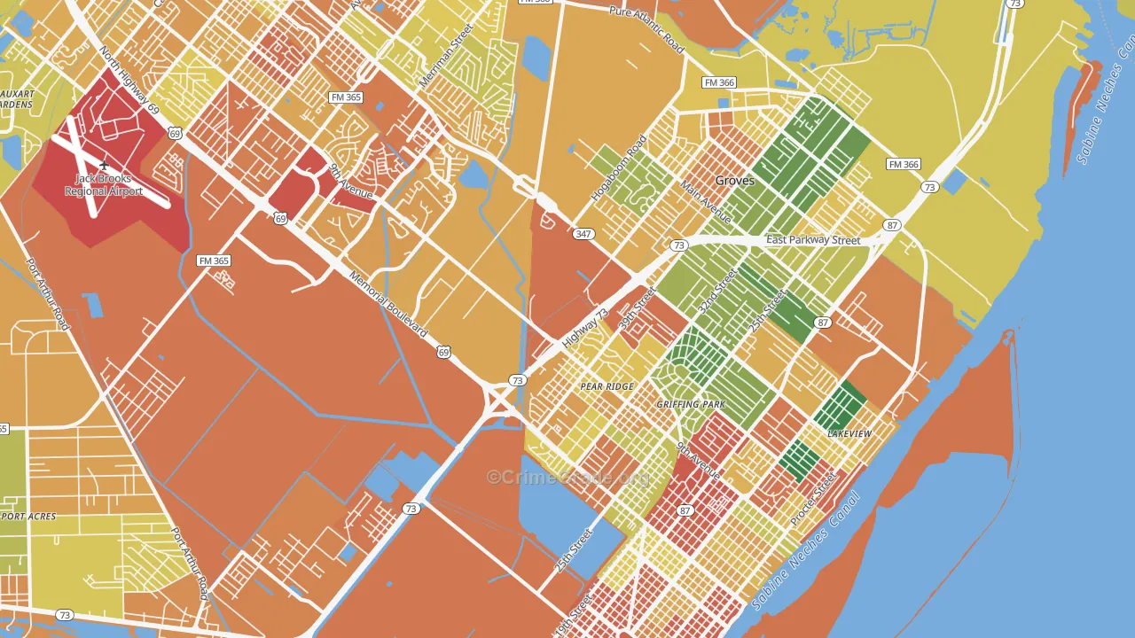 Griffing Park, TX Map of Theft Rates