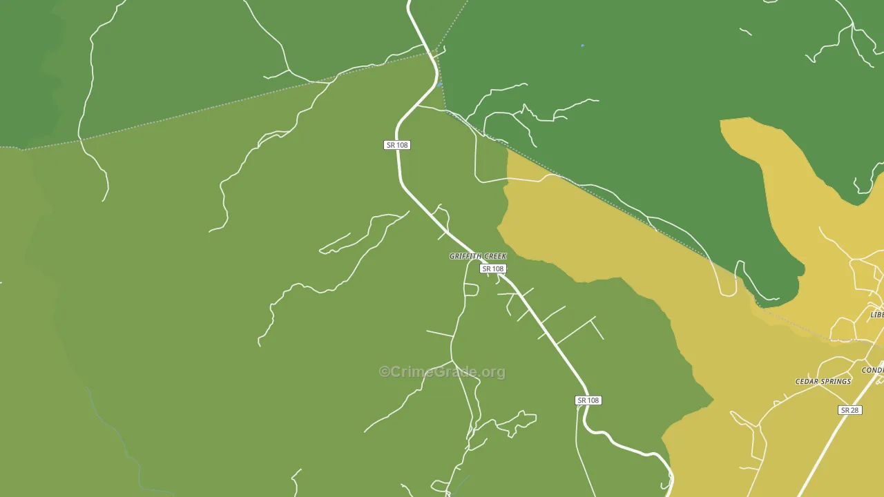 Griffith Creek, TN Map of Theft Rates