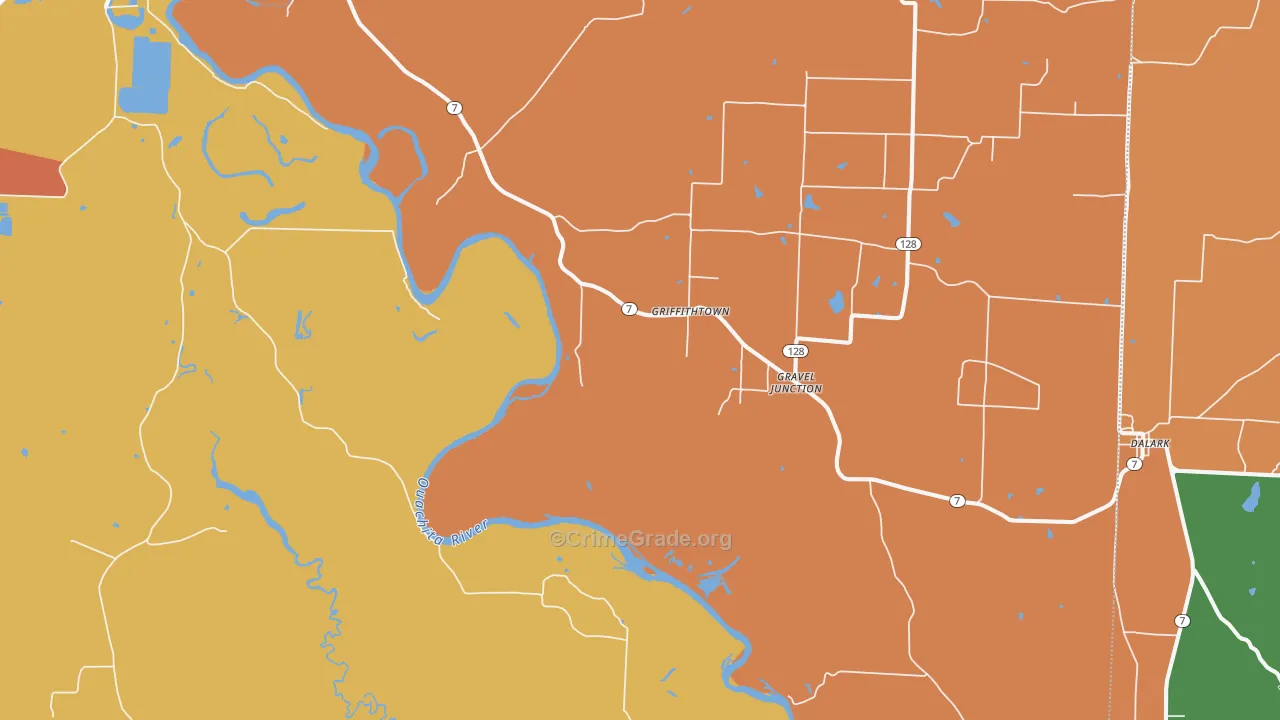Griffithtown, AR Map of Theft Rates