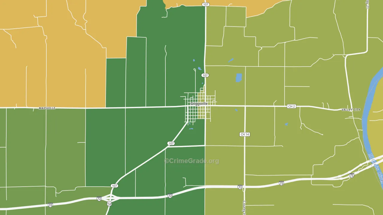 Griggsville, IL Map of Theft Rates
