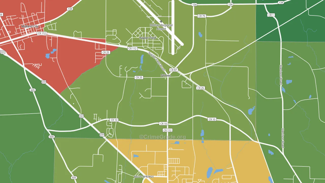 Grimes, AL Map of Theft Rates