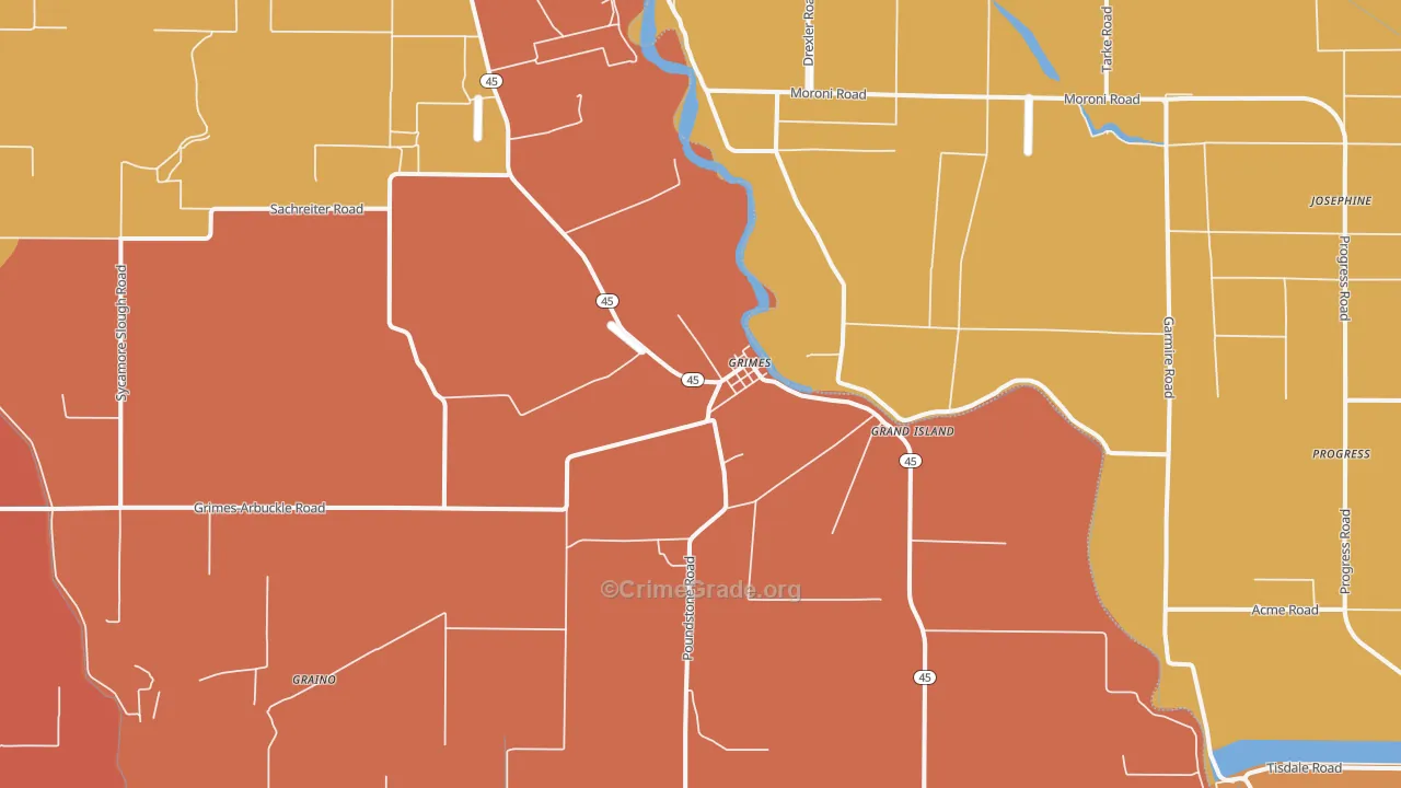 Grimes, CA Map of Theft Rates