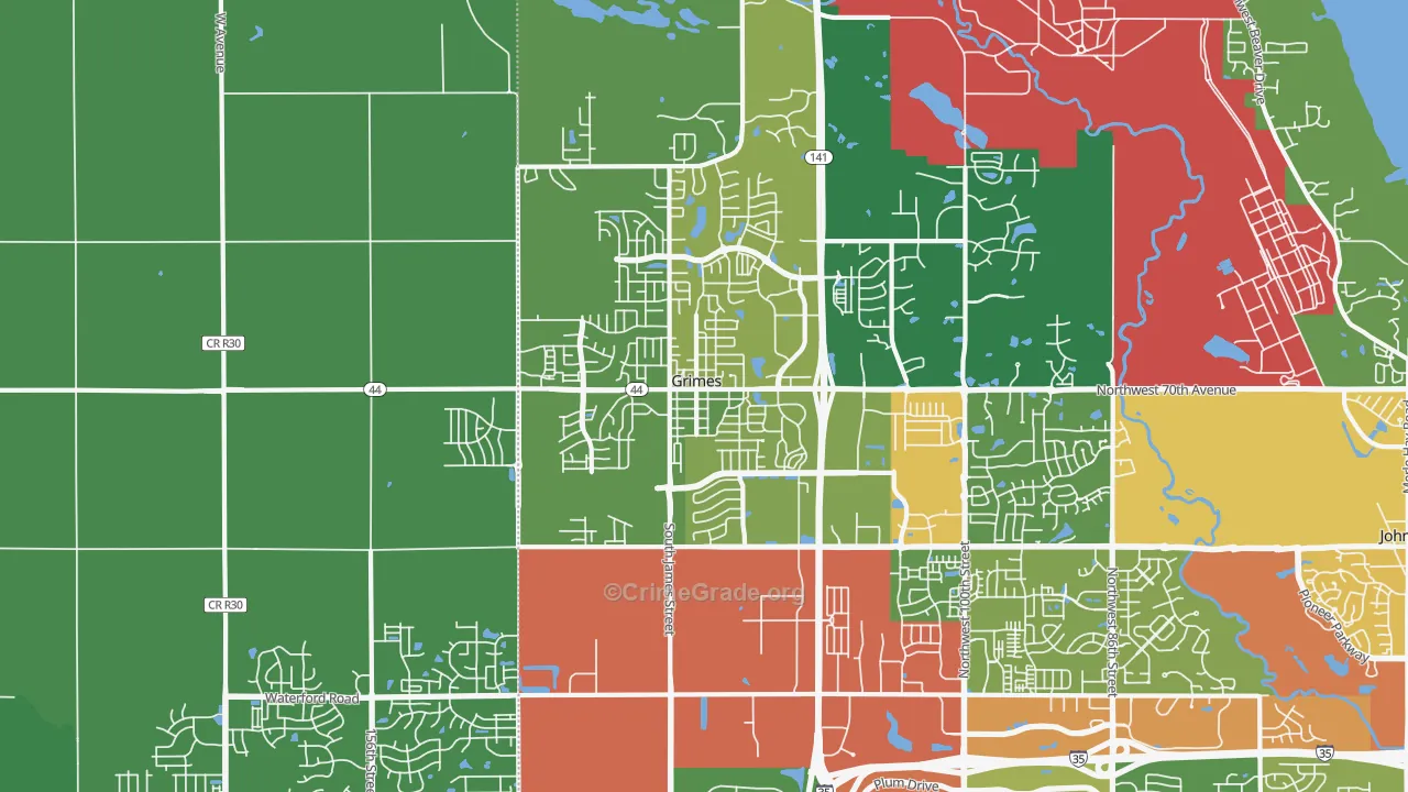 Grimes, IA Map of Theft Rates