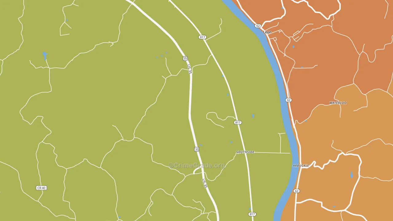 Grimms Landing, WV Map of Theft Rates