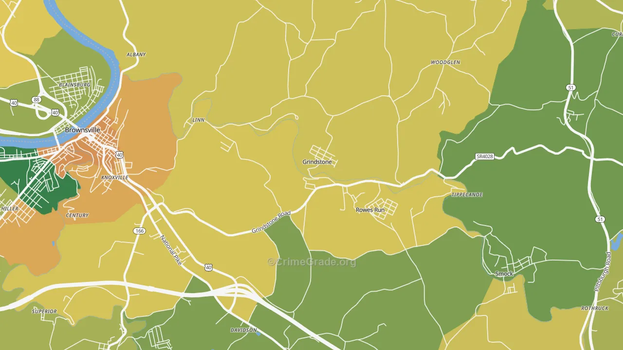 Grindstone, PA Map of Theft Rates
