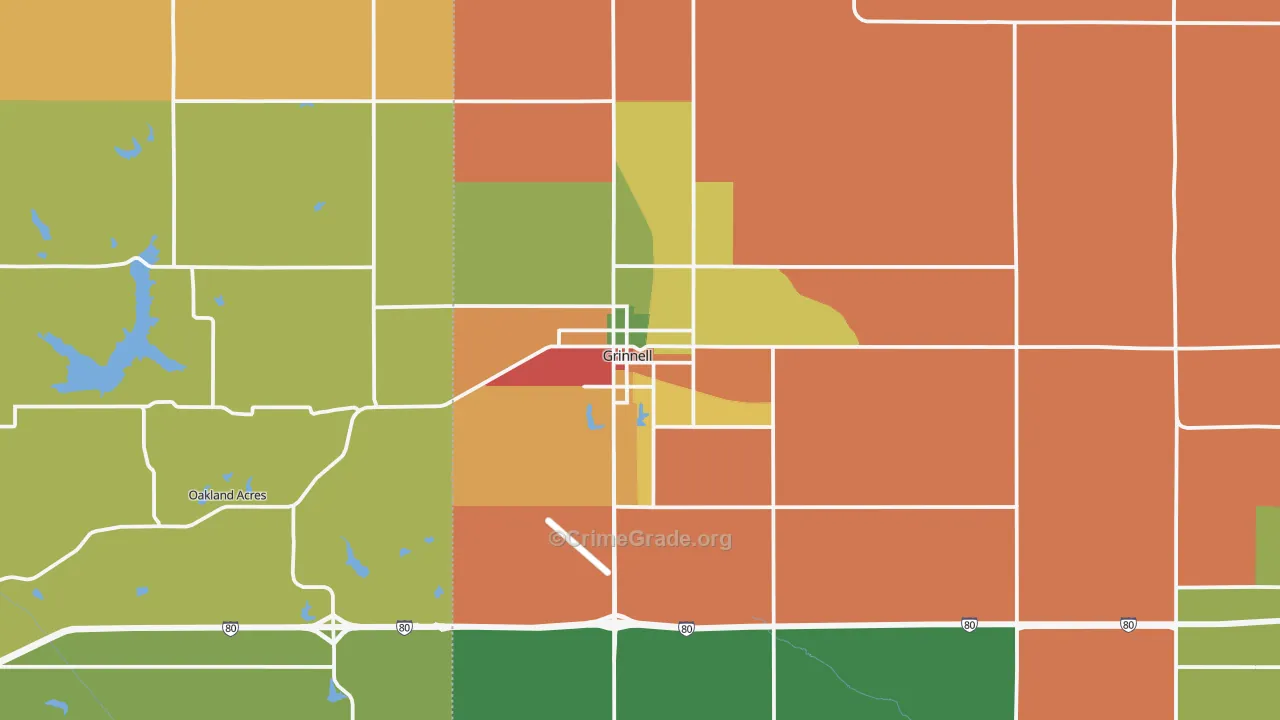 Grinnell, IA Map of Theft Rates