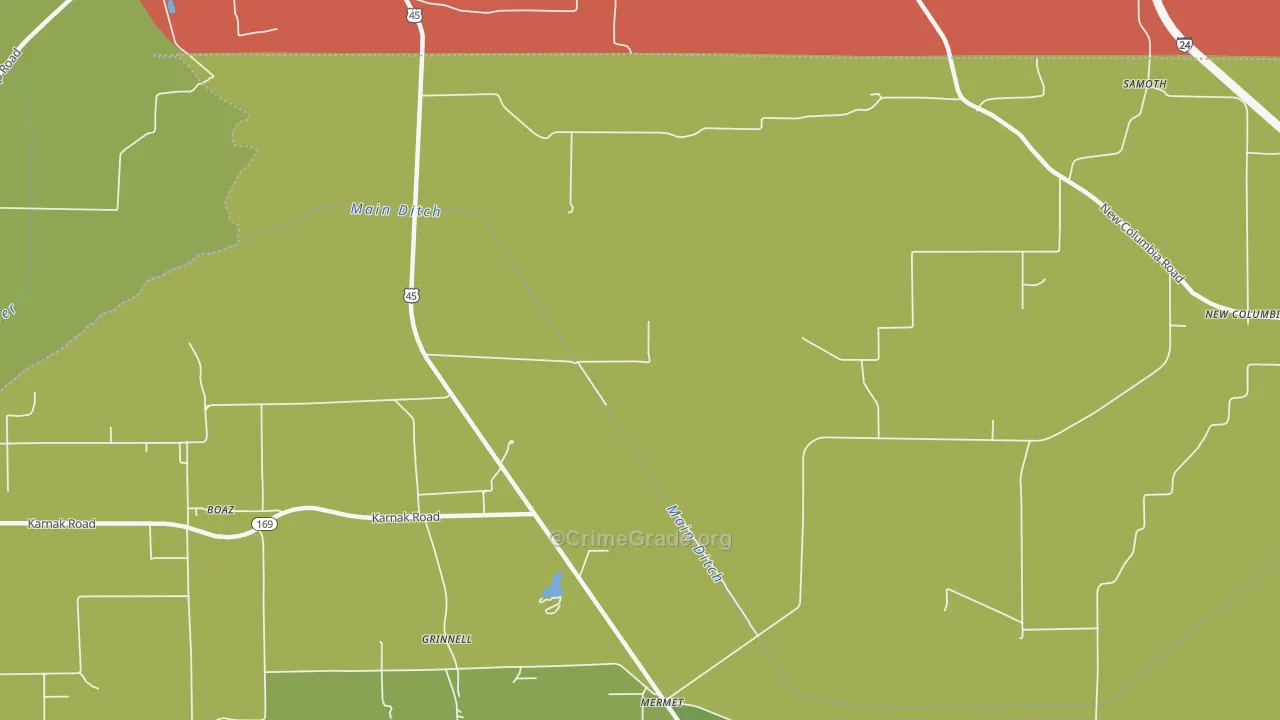 Grinnell, IL Map of Theft Rates